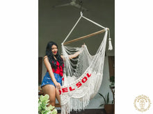 Handmade Camoapa cotton hammock chair with crochet fringe