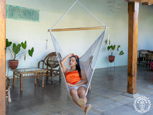 Jinotepe handmade cotton hammock chair with wooden support