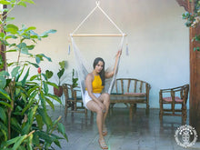 Rama large grey and ecru cotton hammock chair handmade in Nicaragua