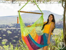 Masatepe large handmade cotton hammock chair in a colourful Nicaraguan design