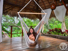 Rama XL grey and ecru cotton hammock chair handwoven in Nicaragua