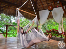 Rama XL grey and ecru cotton hammock chair handwoven in Nicaragua