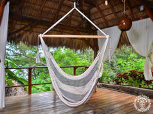 Rama large grey and ecru cotton hammock chair handmade in Nicaragua