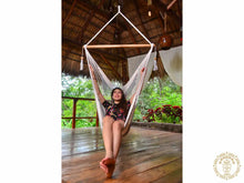 Rama large grey and ecru cotton hammock chair handmade in Nicaragua