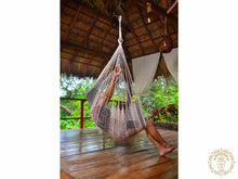 Rama large grey and ecru cotton hammock chair handmade in Nicaragua