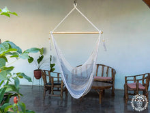Rama large grey and ecru cotton hammock chair handmade in Nicaragua