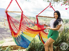 Colourful Trinidad handmade cotton hammock chair from Nicaragua