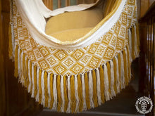 Florencia XL Colombian hammock chair in gold and ecru cotton-rich fabric