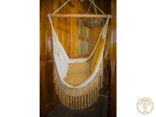 Florencia XL Colombian hammock chair in gold and ecru cotton-rich fabric