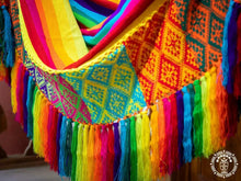 Malambo XL multicoloured Colombian hammock chair with cotton seat and wooden spreader bar