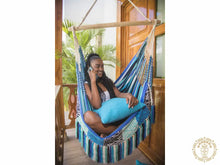 Neiva XL Colombian hammock chair in blue and black tones