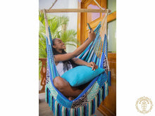 Neiva XL Colombian hammock chair in blue and black tones