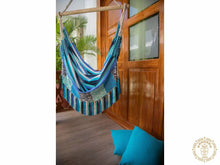 Neiva XL Colombian hammock chair in blue and black tones