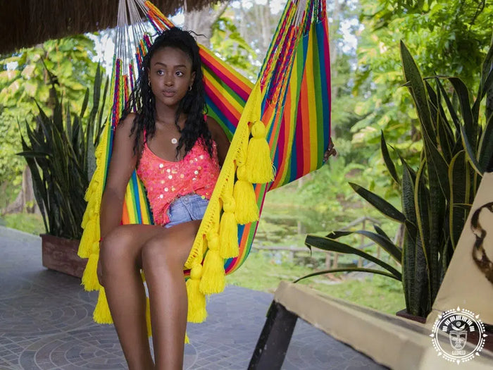 Palmira XL multicoloured Colombian cotton hammock chair