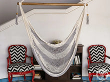 Rama XL grey and ecru cotton hammock chair handwoven in Nicaragua