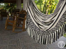 Tumaco XL Colombian hammock chair in a black and white woven ethnic-inspired design