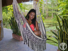 Tumaco XL Colombian hammock chair in a black and white woven ethnic-inspired design