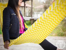 Izamal XL Mexican nylon mesh hammock in a bright yellow design