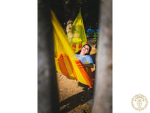 Señora XL Mexican nylon mesh hammock in red and yellow tones