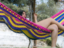 Zapatera XL multicolour cotton double hammock handmade in Nicaragua