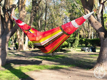 Maya XXL Chile Mexican nylon mesh hammock with colorful handwoven design