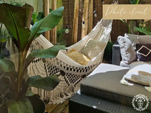 XL Deluxe Momotombo ecru cotton hammock with handmade crochet fringe