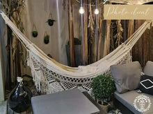 XL Deluxe Momotombo ecru cotton hammock with handmade crochet fringe