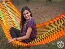 XL Macao Mexican nylon hammock with vibrant handwoven mesh design