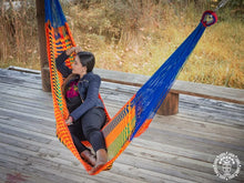 XL Macao Mexican nylon hammock with vibrant handwoven mesh design