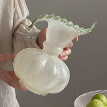 Jade glass flower vase in vintage beige for home decor