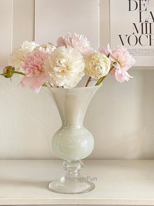 Retro white glass vase for flowers and home decor