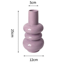 Pink geometric ceramic flower vase for modern home decor