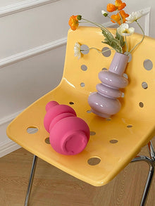 Pink geometric ceramic flower vase for modern home decor
