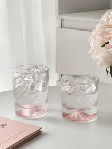 Pink iceberg-inspired glass coffee tumbler for coffee or water