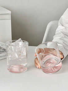 Pink iceberg-inspired glass coffee tumbler for coffee or water