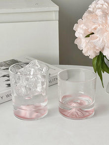 Pink iceberg-inspired glass coffee tumbler for coffee or water