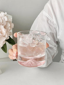 Pink iceberg-inspired glass coffee tumbler for coffee or water