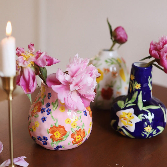 Hand-painted ceramic flower vase for home decor