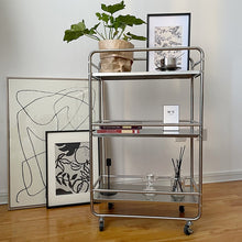 Three-tier stainless steel rolling storage cart with wheels