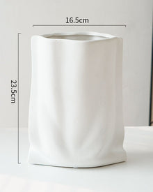 Modern silver ceramic flower vase for home decor