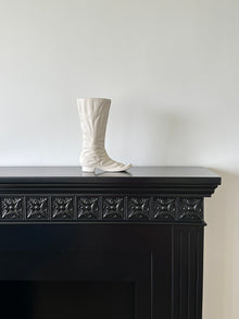 Boot-shaped ceramic flower vase for decorative home styling