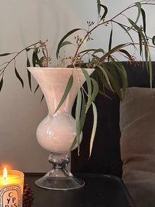 Retro white glass vase for flowers and home decor