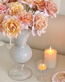 Retro white glass vase for flowers and home decor