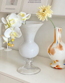 Retro white glass vase for flowers and home decor