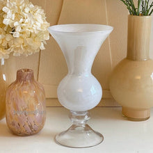 Retro white glass vase for flowers and home decor