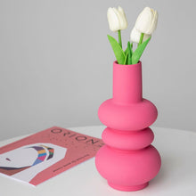 Pink geometric ceramic flower vase for modern home decor