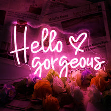 Hello Gorgeous LED neon wall sign with acrylic back panel