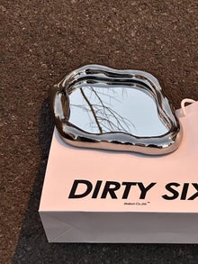 Wave shaped glass makeup mirror for vanity or home decor