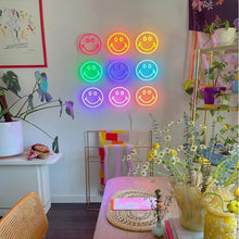 Smiley face LED neon sign for playful wall decor