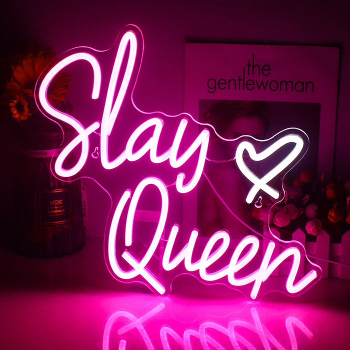 Slay Queen LED neon sign wall art with acrylic backing